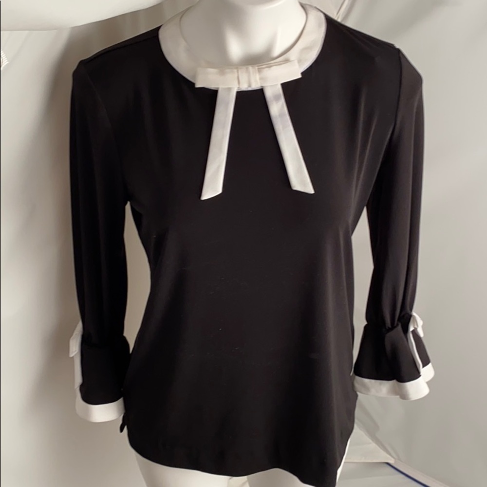 Karl Lagerfeld Paris black with white bow blouse S